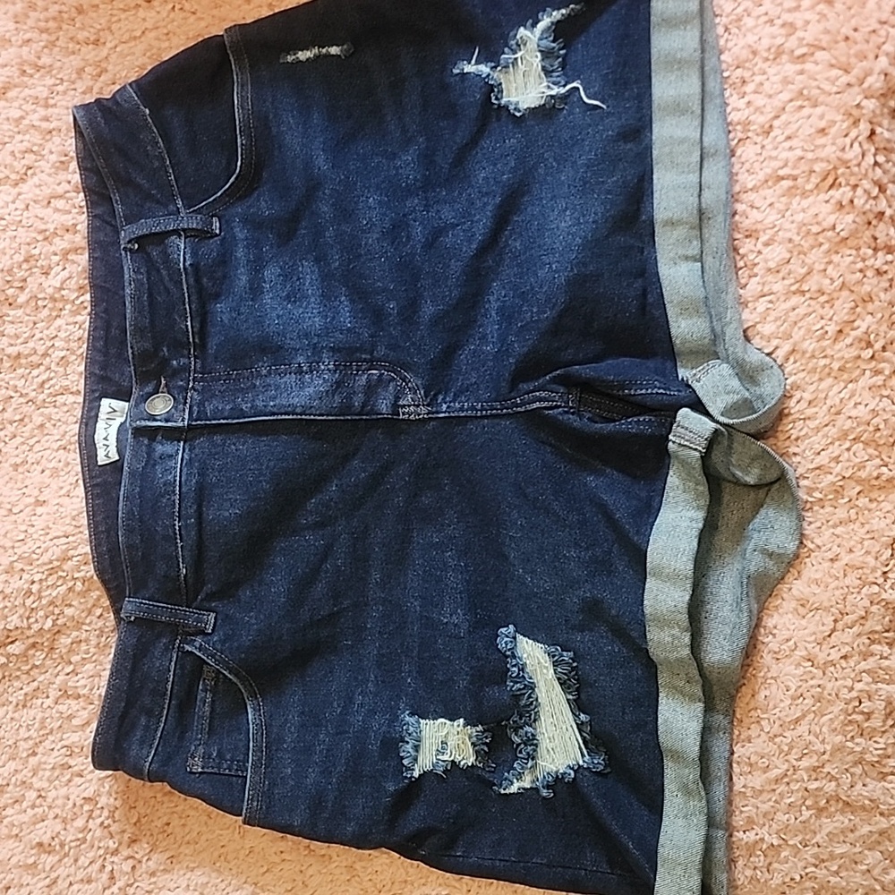 Ava & Viv Navy Distressed Jean Shorts